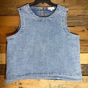 Evereve Denim Shell Top Shirt XL Stretchy!